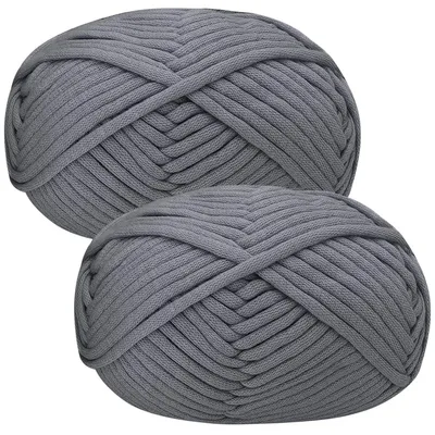 Image de Fil à crocheter, mélange coton-nylon, 2 pelotes de 50g, gris foncé