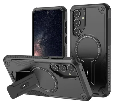 Produktbild von Für Samsung Galaxy A16 Armor MagSafe Halter PC Hybrid TPU Schutz Hülle Schwarz