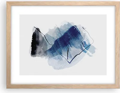 Produktbild von Gerahmtes Poster - Rahmen in heller Eiche - Blau Schwarz Abstraktion - 40x30 cm - Wand Bild - Wanddeko - Wandbilder - Kunstposter - Wandposter - Bilderrahmen - Bilder - Kunstdruck - P2NAA40x30-5058