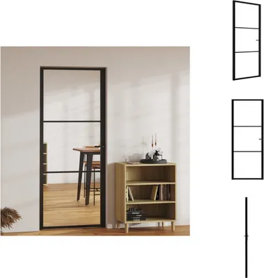 Productafbeelding van vidaXL Binnendeur van veiligheidsglas (ESG) met aluminium frame, 83x201,5 cm, zwart - Achterdeuren