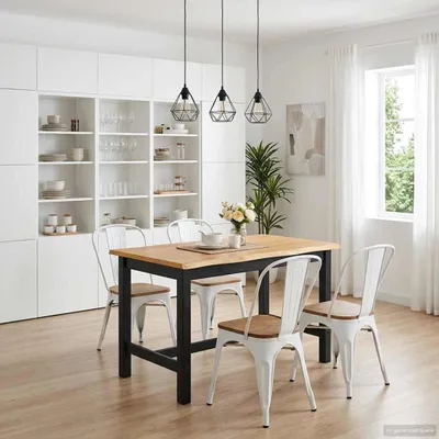 Image de Maison Exclusive - Table haute de bar EKAI, noire, 112 x 70 x 91 cm