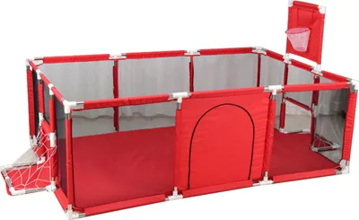 Produktbild von Laufgitter Laufstall Baby Krabbelgitter Absperrgitter faltbar Schutzgitter 180*120*66cm + Tür Rot