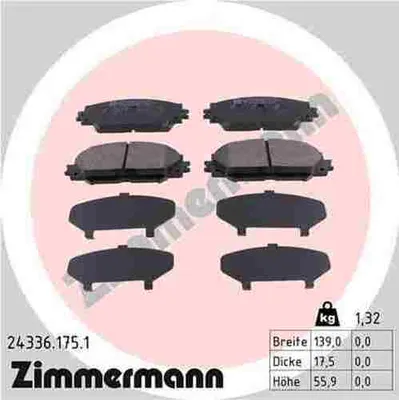 Obrázok produktu pre ZIMMERMANN Sada brzdových doštičiek, kotúčová brzda Artikel: 24336.175.1