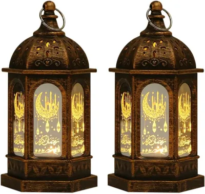 Image de Lanternes de Ramadan, 2 lampes suspendues pour la maison, décoration de table pour la célébration du Ramadan