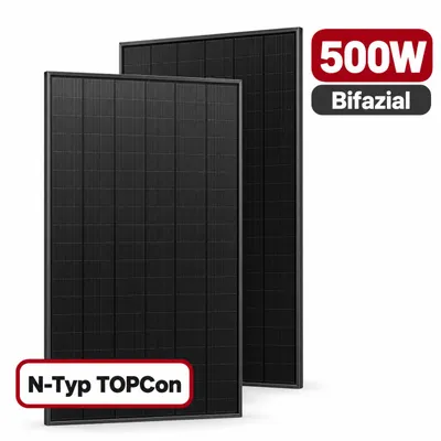 Produktbild von SUNPRO 500W Glas-Glas Solarmodul bifazial transparent mit schwarz N-Type TOPCon