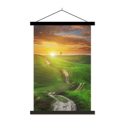 Produktbild von MuchoWow® Textilposter Toskana - Sonne - Hügel 60x90 cm mit schwarzem Rahmen - Poster Wohnzimmer