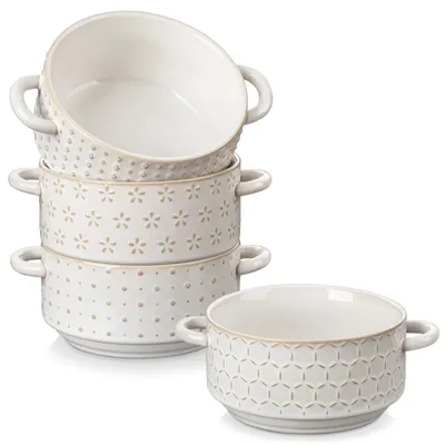 Produktbild von MALACASA LYDIA Suppentassen 4er Set, 600ml Suppenschalen mit Henkel