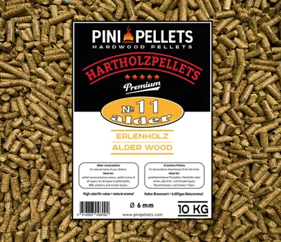 Produktbild von PINI Grillpellets № 11 Erle 10 kg BBQ Hartholzpellets zum Grillen Räuchern Smoken