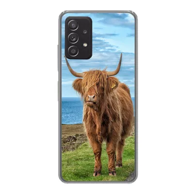 Produktbild von MuchoWow® Handyhülle Schutzhülle Hülle für Samsung Galaxy A53 5G Schottischer Highlander - Wasser - Hörner Silikon Softcase Handy Hülle - Schutzabdeckung