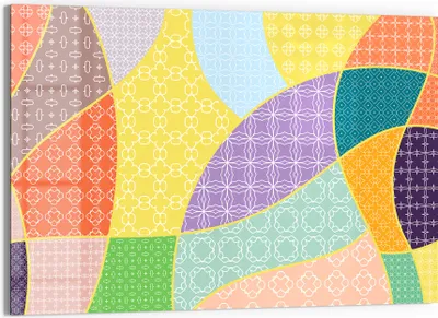 Produktbild von DEQORI Glasbild Echtglas 90x60 cm 'Bunte Musterwelt' Wandbild Bild modern Deko