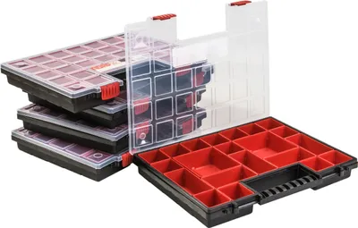 Produktbild von Sortimentskasten Kunststoff x5 Sortimentsbox NORP16 Rot Sortierbox