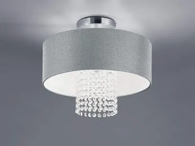 Produktbild von Mehrflammige Deckenleuchte mit rundem Textilschirm Ø40cm Silber Acryl Kristallen