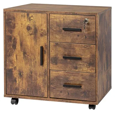 Rolcontainer 3 Schubladen 2 Türen 57x60x40 cm abschließbar