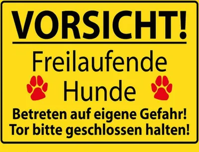 Produktbild von vianmo Holzschild 30x40 cm Vorsicht Freilaufende Hunde