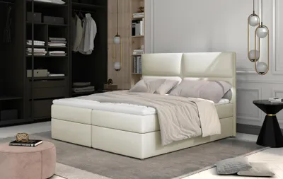 Obrázek produktu pro Kontinentální postel s úložným prostorem 180x200 ARLUNE - světle béžová