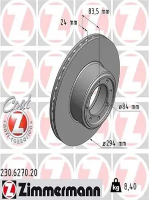Produktbild von 2x ZIMMERMANN 230.6270.20 Bremsscheibe Hinterachse