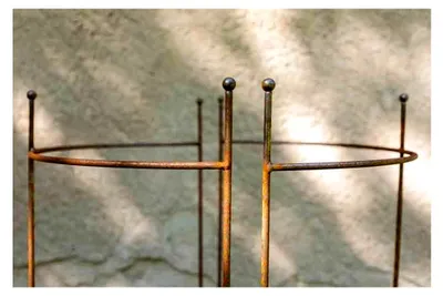 Produktbild von 2er Set halbrunde Staudenhalter, Höhe 90cm, Breite 55cm aus Roheisen/Rost