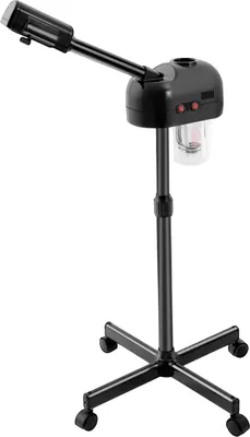 Produktbild von Gesichtsbedampfer - Standgerät für Gesichtssauna - 800W Leistung - 42°C Dampf - 360° drehbarer Kopf - Rollen - Schwarz