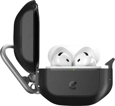 Image de Keybudz Element Coque AirPods 4 – Protection contre l'eau et la poussière jusqu'à 3 mètres – Compatible avec la charge sans fil – Design écologique avec 70% de matériaux recyclés - Noir