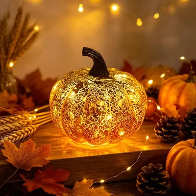 Produktbild von Herbstdeko KüRbis Deko Laterne, Led Leuchtende KüRbisse Halloween Deko, Tischdeko Herbst Pumpkin Atteriebetriebene, Led KüRbis Halloween Laterne,FüR Erntedankfest Halloween Herbstdeko