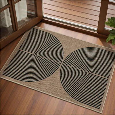 Image de Paillasson aspect jonc, 60x90 cm, antidérapant, lavable, tapis de protection contre la saleté, pour intérieur et extérieur