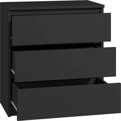 Produktbild von Roe Furniture | Kommode 60 cm - Schwarz Matt - 3 Schubladen - Elegant und funktionell - Ideal für kleine Räume - Sideboard