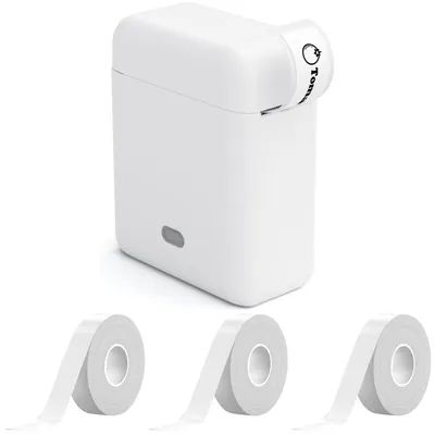 Image de Imprimante d'étiquettes - Portable - Bluetooth - Avec 3 rouleaux d'étiquettes