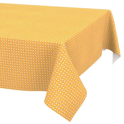 Produktbild von Tischdecke 140x2000cm Rechteckig Gelb Barcelona Stoff Premium Muster Retro wasserabweisend pflegeleicht Schnittkante