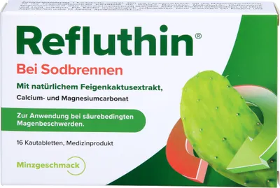 Imagen del producto de Refluthin, tabletas masticables para el ardor de estómago, sabor a menta, 16 tabletas