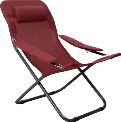Produktbild von Campingstuhl faltbar, 2 x 1 Textilene, verstellbare Rückenlehne, rot, für Garten und Camping