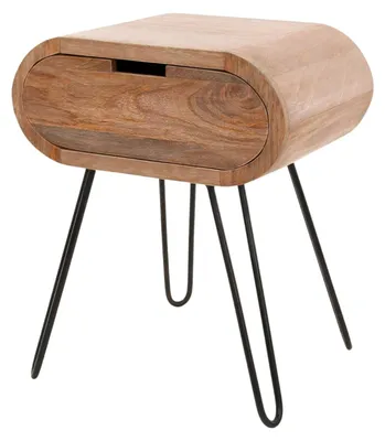 Immagine prodotto di Comodino FURNLUX Barile Marrone Sabbia e Nero 50 cm / Colore principale: Marrone / Dimensioni: 50 x 60 x 35 cm