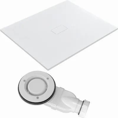 Produktbild von AQUALAVOS SMC Duschtasse 140x100cm, mit Ablaufgarnitur,weiß,Anti-Rutsch,Zuschneidbar,Steinoptik,superflach,bodenebene Montage,Rechteck,Eckduschwanne Brausewanne