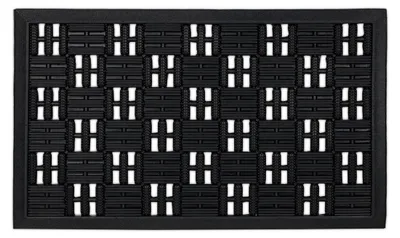 Immagine prodotto di Zerbino in gomma Relaxdays, 45x75 cm, effetto a griglia, antiscivolo, resistente alle intemperie, con rilievi, per interni ed esterni, nero