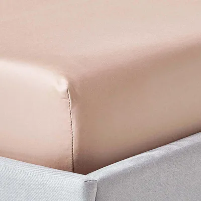 Produktbild von HOMESCAPES Premium-Spannbettlaken extra hoch – beige, 100% ägyptische Baumwolle, 180 x 200 cm