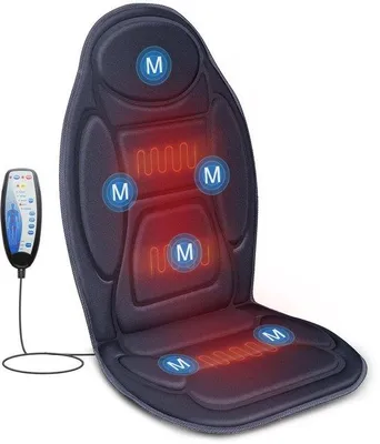Productafbeelding van Massagestoelkussen, massagekussen met warmte en trillingen voor rug en nek, rugmassageapparaat voor ontspanning thuis en op kantoor, cadeaus voor mannen en vrouwen