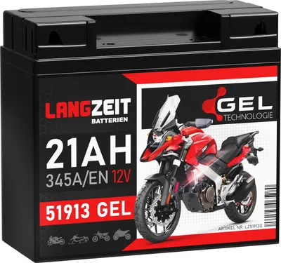 Produktbild von Langzeit Gel Motorradbatterie 51913 21Ah 12V