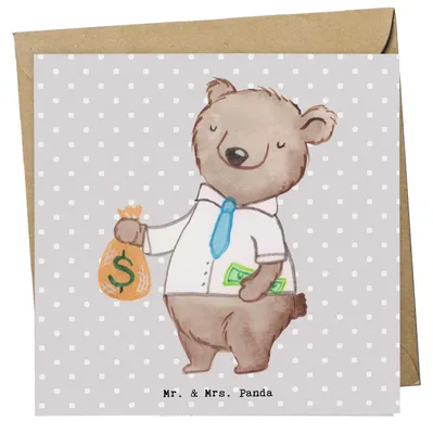 Produktbild von Mr. & Mrs. Panda Glückwunschkarte Bänker Herz - Grau Pastell - Geschenk, Geld, anlasskarte, Vermögen, doppelkarte, Bankangestellter, faltkarte, Bankberater, Ausbildung