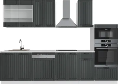 Obrázek produktu pro Kuchyňský kout Vicco Fame-Line Antracitový venkovský dům/bílá 300 cm s vysokou skříní, bez pracovní desky, Model 36142