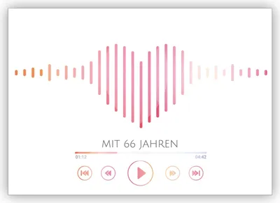 Produktbild von 4x Tolle Geburtstagskarte mit Herz Sound Optik: Mit 66 Jahren