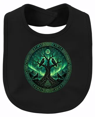 Zdjęcie produktu dla Yggdrasil, Drzewo Świata, Wikingowie, Kruki, Wilk, Mitologia Nordycka, Odin, Dziecko, Czarny, Uniwersalny rozmiar