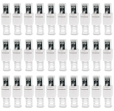 Produktbild von Netzwerkstecker Cat 6a RJ45 Stecker 30x Steckverbinder werkzeuglos Zugentlastung
