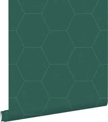 Imagen del producto de ESTAhome papel pintado hexágono verde pertróleo 53 cm x 10.05 m