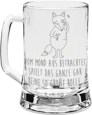Produktbild von Mr. & Mrs. Panda Seidel Fuchs Lord - Transparent - Geschenk, Optimist, Krug, Bierkrug Glas, Spruch Lustig, Cocktail, Neugierig, Glaskrug, Gravur, Mond, Humpen, Schick
