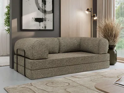 Produktbild von MKS MEBLE Schlafsofa 3-Sitzer ORSETTO 200 cm Sofa mit Schlaffunktion & Metallrahmen Modernes Design Ausziehcouch, HR-Schaum - Grau Strukture