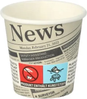 Produktbild von Starpak 50 Trinkbecher, Pappe "To Go" 5 cl Ø 5 cm · 5 cm weiss "Newsprint" | Folie (50 Stück)