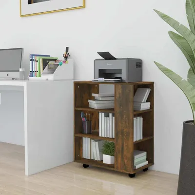Obrázok produktu pre The Living Store Skriňa na kolieskach z dymového duba 60x35x75 cm Materiál na báze dreva