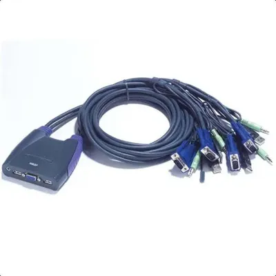 Produktbild von KVM-Switch ATEN CS64US, von 2x USB A, 1x VGA, 1x 3,5mm Klinke auf 4x USB A, 4x VGA), 4x 3,5mm Klinke