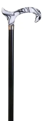 Produktbild von Garcia 1880 Gehstock aus Buchenholz – weißer Acrylgriff – 92 cm lang – Derbygriff – 300 Gramm – Gehstock für Damen und Herren – Gehstock aus Holz