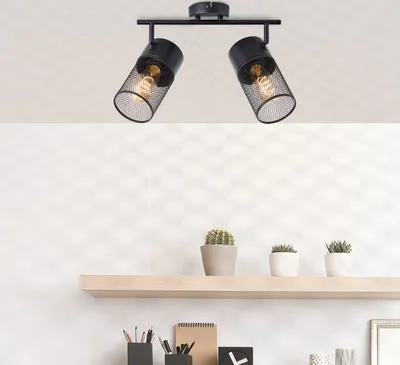 Produktbild von BRILLIANT schwarze Deckenleuchte KAMOLO | zwei flammiger Spotbalken mit E27 Fassung max. 40 Watt | Breite 35 cm | Metall