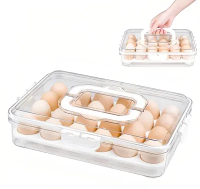 Productafbeelding van Eierdoos eiercontainer koelkast - Eierhouder - 24 eieren - Transparant deksel